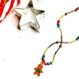 Artisan Crafted Handmade Sweet Fancy Gingerbread Man Christmas Necklace